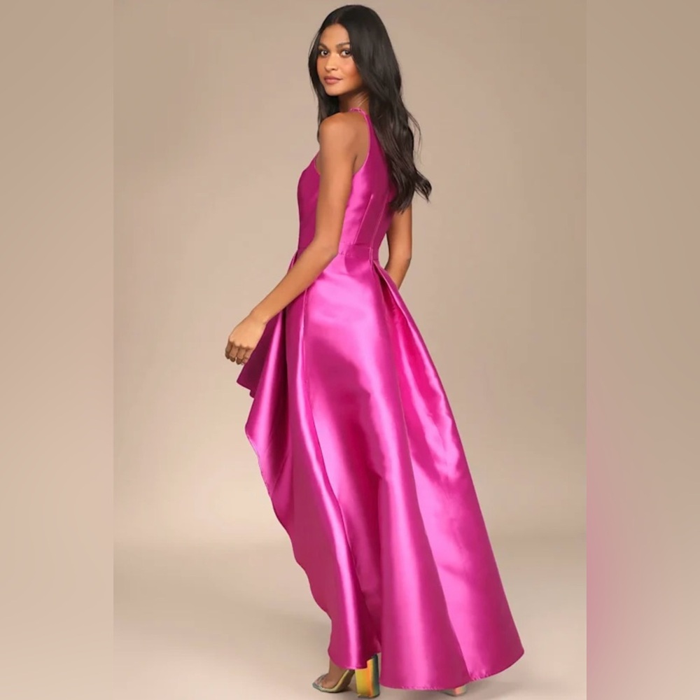 Lulus Broadway Show Magenta High-Low Gown XS NWT